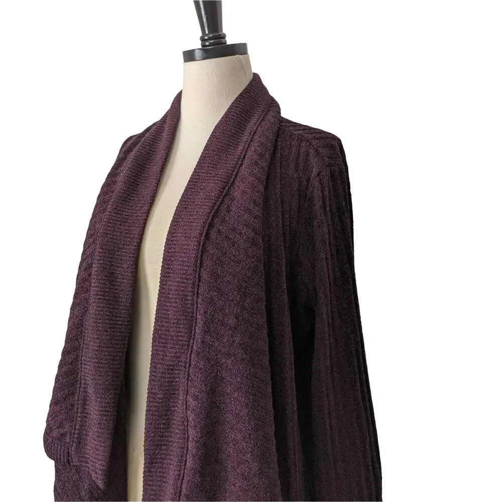ATHLETA Tiburon Cardigan Sweater Ribbed Sleeve Purple Seasonless Waterfall XXS S